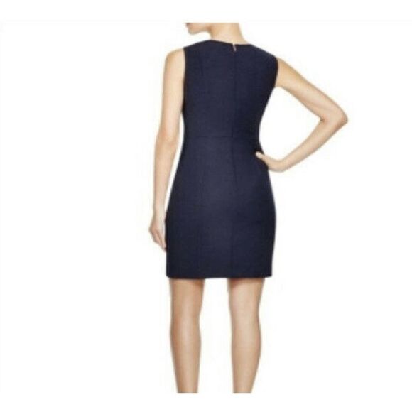Tory Burch Women’s Wool Blend Evelina Sheath Dress size 14 Navy Blue Gold Detail - Picture 2 of 11